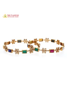 Ila Diamond Navaratna Bangle