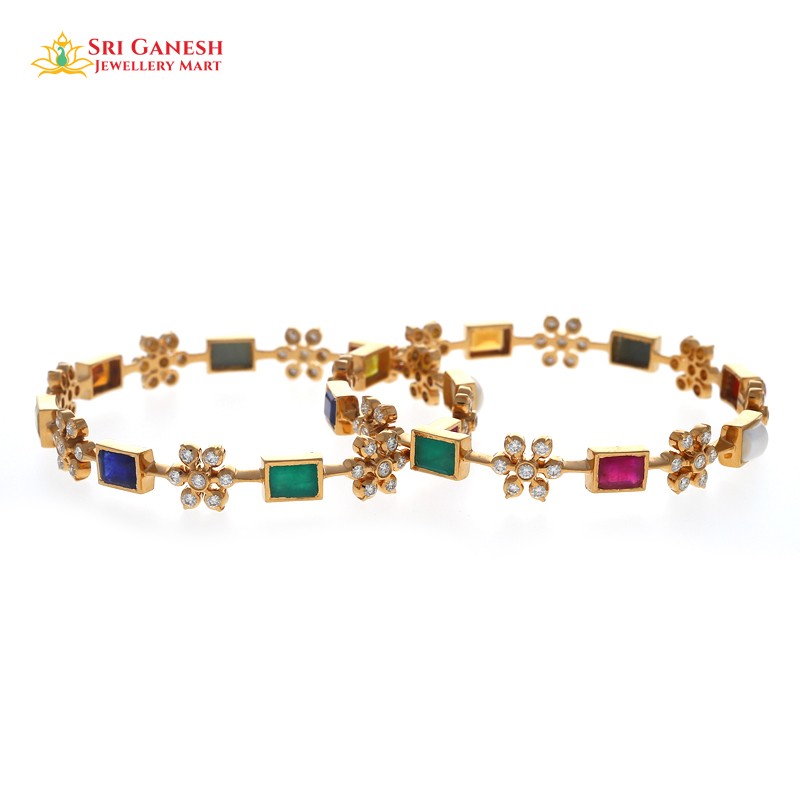 Ila Diamond Navaratna Bangle