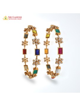 Ila Diamond Navaratna Bangle