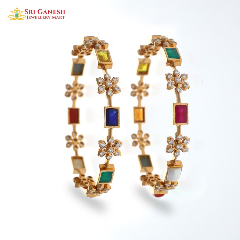 Ila Diamond Navaratna Bangle