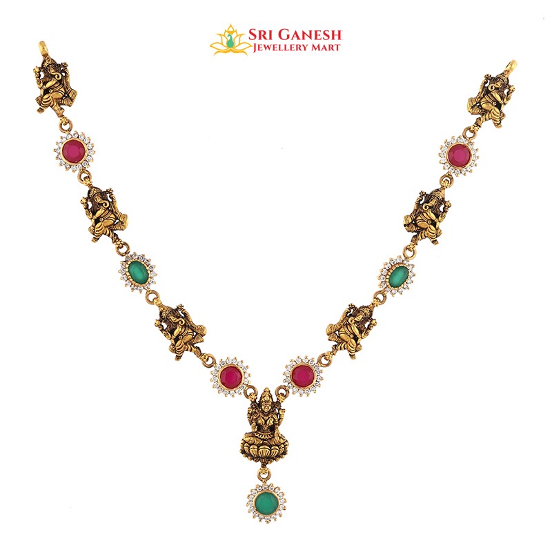 Ruby Emerald Antique Lakshmi Necklace