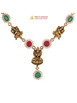 Ruby Emerald Antique Lakshmi Necklace