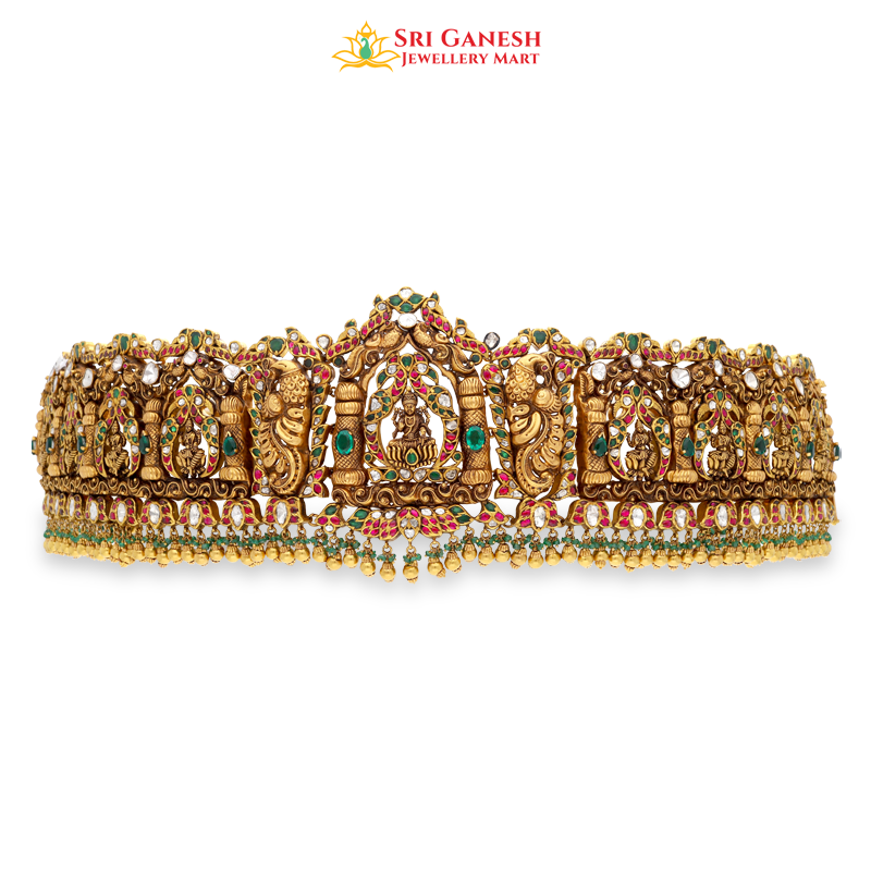 Harinee Red Kundan Oddiyanam