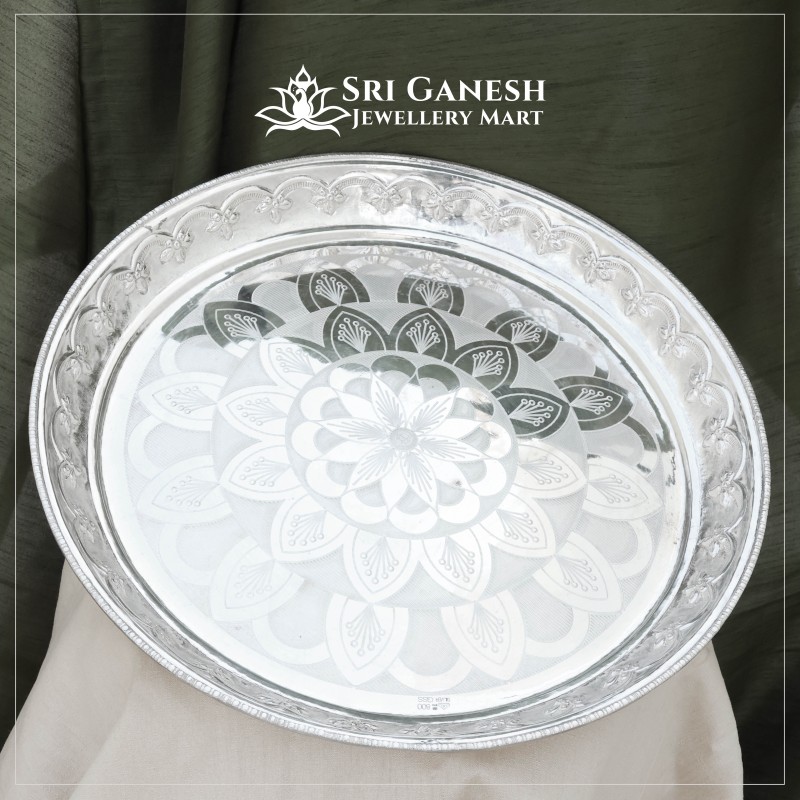 Floral Silver Tray