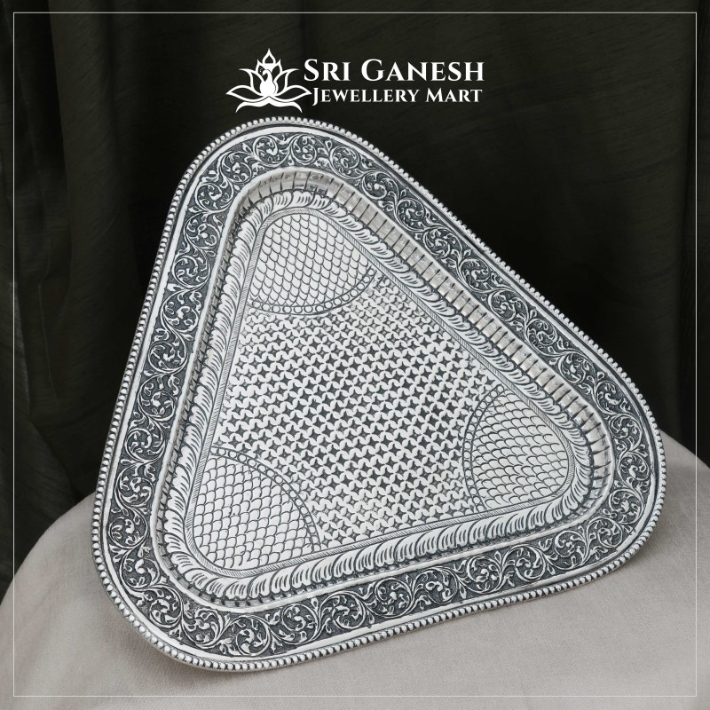 Triangle Antique Silver Tray