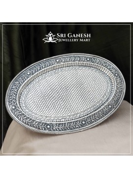 Oval Shape Antique Silver Tray