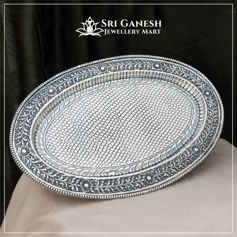 Oval Shape Antique Silver Tray