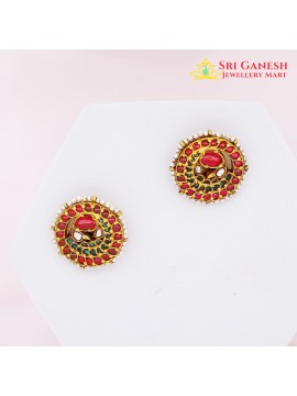 Pearl kundan Peacock Stud