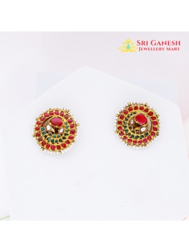 Pearl kundan Peacock Stud