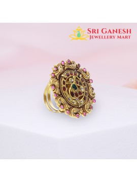 Peacock Kundan Ring