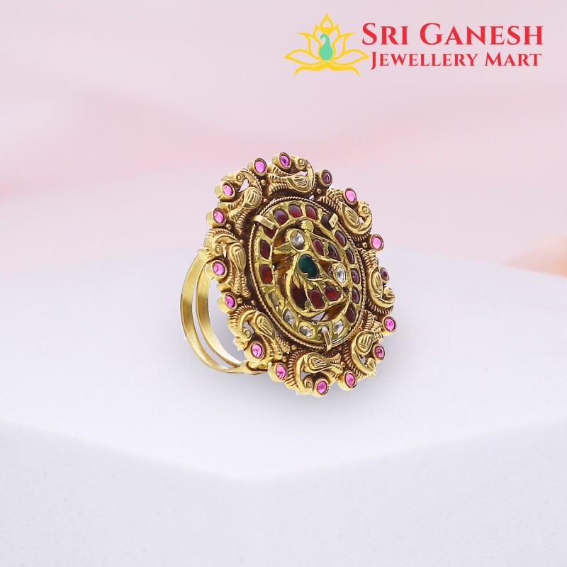 Peacock Kundan Ring