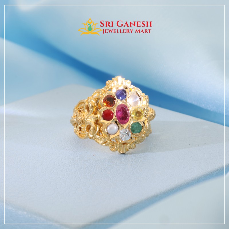 Floral Navarathna Men's Ring