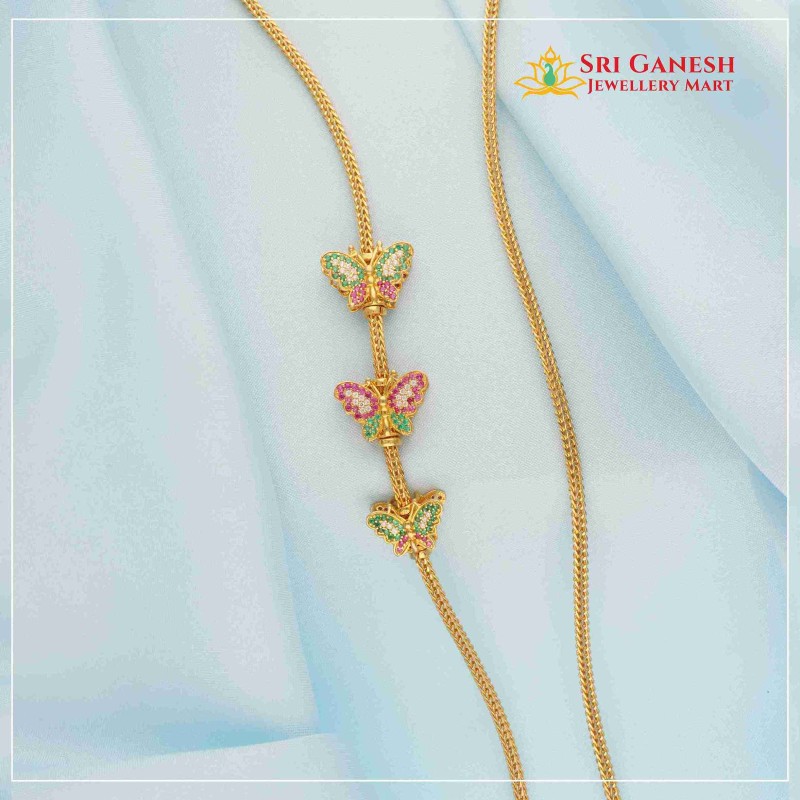 Triple Butterfly Mugappu Chain