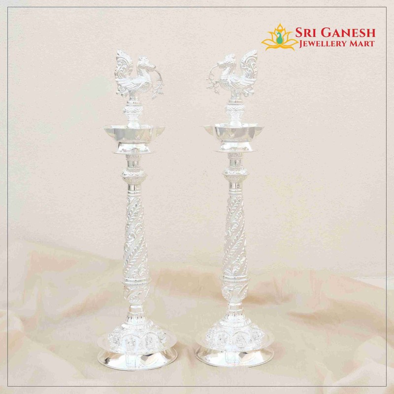 Beautiful Annam Silver Lamp