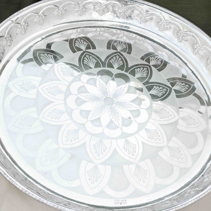 Floral Silver Tray