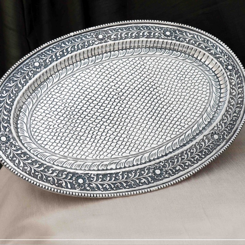 Oval Shape Antique Silver Tray