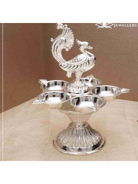 Peacock Silver Lamp