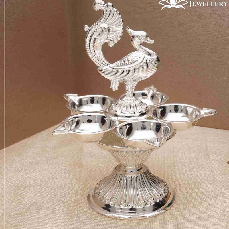 Peacock Silver Lamp